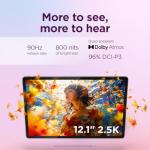 Lenovo Idea Tab Plus Android Tablet | 12.1 inch 2.5K (2560x1600) Display | MediaTek Dimensity 6400 | 8 GB RAM | 256 GB UFS 2.2 | Wi-Fi 5 | Luna Grey |Tab Pen + Folio Case