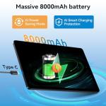 Android 16 Tablet 11 Inch with Keyboard [2026 UK Premier Edition] – 24GB RAM 128GB+2TB(TF)| Octa-Core | 8000mAh | 13MP Camera | 5G WiFi 2-in-1 Laptop Tablet with 4-Year Warranty, Mouse, Stylus & Case