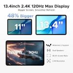 POCKAM P13 Pro 13.4 inch Tablet, 48GB RAM+256GB ROM, 2.4K 120Hz Android 16 Tablet with Gemini AI, T7280 Octa-Core, 16MP + 8MP, 12000mAh, 5G WIFI, 4G LTE, 3.5mm Headphone, Keyboard, Case-Black