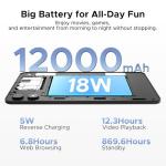 POCKAM P13 Pro 13.4 inch Tablet, 48GB RAM+256GB ROM, 2.4K 120Hz Android 16 Tablet with Gemini AI, T7280 Octa-Core, 16MP + 8MP, 12000mAh, 5G WIFI, 4G LTE, 3.5mm Headphone, Keyboard, Case-Black