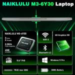 NAIKLULU 15.6 Inch Laptop with M3-6Y30 Processor, 16GB RAM 512GB SSD Laptop Computer Pc 2026, FHD 1920 x 1080P, 5000 MAh/38.5Wh, TF Card, Webcam, Touchpad, Student/Home/Business