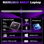 NAIKLULU 15.6 Inch Laptop with 4425Y Processor, 8GB RAM 256GB SSD Laptop 2026 Computer Pc, FHD 1920 x 1080P, 5000 MAh/38.5Wh, TF Card, Webcam, Touchpad, Student/Home/Business