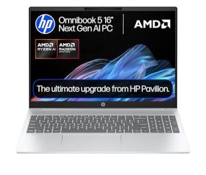 HP OmniBook 5 Next Gen AI Laptop | Copilot+ PC | AMD Ryzen AI 5 340 Processor | 16GB RAM | 512GB SSD | AMD Radeon 840M Graphics | 2K Anti-glare Display | 16.75 Hrs Battery | Windows 11 | 16-ag1001sa