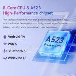 Ainmel 10.36 inch Tablet, Android Tablet 16GB+128GB(TF 1TB), Octa Core, 5G WiFi 6, 5000mAh, 5MP+8MP Camera, 1280 * 800 HD Dual Speakers Touchscreen Tablets PC (White)