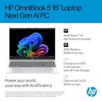 HP OmniBook 5 Next Gen AI Laptop | Copilot+ PC | AMD Ryzen AI 5 340 Processor | 16GB RAM | 512GB SSD | AMD Radeon 840M Graphics | 2K Anti-glare Display | 16.75 Hrs Battery | Windows 11 | 16-ag1001sa