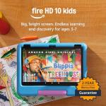 Amazon Fire HD 10 Kids tablet (newest gen) | ages 3–7, includes ads-free books, games, apps and videos that children love, 10.1" brilliant screen, parental controls, 2-year worry-free guarantee, 32 GB