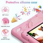 Kids Tablet 7 Inch Android 13 Octa-Core, 8GB+64GB, 5800mAh Battery, 5+8MP Dual Camera, Parental Control, WiFi, Bluetooth, Shockproof Silicone Case - GMS Certified, Educational Apps​ (Pink)