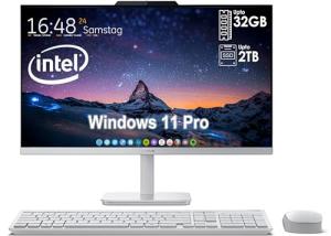 Lenovo All in One Desktop with Intel Ultra-Fast 4-Core CPU| 24 inch Full HD Display| 32GB RAM, 1TB PCIe SSD| Wi-Fi 6| Bluetooth| USB, Ethernet Port| Windows 11 | HDMI Out| Wireless Keyboard & Mouse
