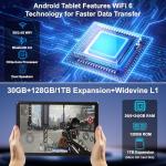 Whitedeer Tablet Android 16, 10 inch Tablet 30GB RAM 128GB ROM/2TB, Android Tablets Octa-Core Processor, Tablet 10 inch with Pen and Keyboard, WiFi 6&Bluetooth 5.0丨6000mAh丨5MP+8MP, Widevine L1-Black