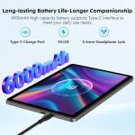 Aobante 10 Inch Tablet, Android 15 with 24GB RAM + 128GB ROM (1TB Expandable), Octa-Core, 1280x800 IPS HD Touchscreen, 5MP+8MP Dual Camera, 6000mAh, Tablet with Keyboard, Mouse, Widevine L1(Blue)