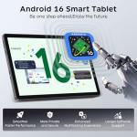 Android 16 Tablet 11 Inch with Gemini AI, T7250 Octa-Core, 24GB RAM + 256GB ROM /2TB TF, 16MP+8MP, 1920x1200 IPS HD Display, 8000mAh, Widevine L1, GPS, 2 in 1 Tablets with Keyboard Mouse Stylus
