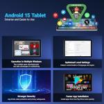 MUISOO Tablet 10 Inch Android 15, Tablets 16GB RAM 1TB Expandable, Android Tablet 1332 * 800 HD, 5G WiFi, BT5.4, 5MP Dual Camera, Tab PC 5000mAh Battery, GMS Widevine L1 (White)