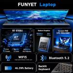 FUNYET Gaming Laptop, Win11 Pro Computer,15.6 inch Laptop R7 5700U processor, 16GB RAM + 1TB SSD, FHD 1920x1080 Notebook, Fingerprint unlock, Backlit keyboard, 180° hinge, BT 5.0