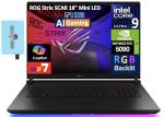 ASUS ROG Strix Scar 18 AI Gaming Laptop 18" 240Hz Mini LED WQXGA Display (Intel Ultra 9-275HX, GeForce RTX 5090 24GB, 64GB DDR5, 2x8TB PCIe SSD (16TB), RGB KB, Win 11 Pro) w/DKZ USB Port Expander