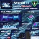 YESTEL Tablet 10 Inch Android 15 with Gemini AI, 30GB RAM + 2TB Expansion ROM, Widevine L1, Octa-Core, 5G WiFi, GPS, FHD IPS, BT5.0, 6000mAh, 2 in 1 Tablet with Keyboard + Mouse, Black