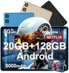DMOAO Tablet 11 inch with Widevine L1, 8000 mAh + 18W Fast Charge, Android Tablets with 20GB RAM + 128GB ROM, 13 MP + 5 MP, 5G WiFi, GPS, Octa-Core 2.0 GHz, Face ID, 1280 * 800, Blue