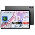 TECLAST T65 Tablet 13.4 Inch, Android 16 Tablet, 26GB RAM 256GB ROM(TF 4TB), 10000mAh, 120Hz, 2.2GHz gaming Tablet, 4G LTE Dual SIM,1920x1200 IPS, Quad-Core Large Tablet, 5+13MP, GPS, Widevine L1