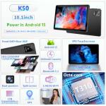 Hasskya Tablet 10 inch Android 15, 2025 New Touchscreen Tablets, 18GB RAM 128 ROM, 1TB Expandable, Widevine L1 Compatible Octa-Core Tablet with WiFi 5, 6000mAh, T310 CPU, Dual Camera (5MP+8MP)