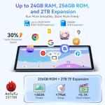 Tablet 11 Inch With SIM Card Slot,Android 16 Tablet with Gemini AI,24GB RAM 256GB ROM Expandable to 2TB, T615 Octa-Core Gaming tablet,8000mAh with 18W Fast Charge Tablette android ，4 Year Warrant