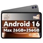 TECLAST T65 Tablet 13.4 Inch, Android 16 Tablet, 26GB RAM 256GB ROM(TF 4TB), 10000mAh, 120Hz, 2.2GHz gaming Tablet, 4G LTE Dual SIM,1920x1200 IPS, Quad-Core Large Tablet, 5+13MP, GPS, Widevine L1