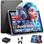 Raemond Android 15 Tablet 10 Inch with Case, 18GB RAM 128GB ROM, 1280 x 800 IPS HD Widevine L1, Octa-Core, 1TB Expandable, WiFi 6, BT5.4, Dual Camera 5MP+8MP, 6000mAh, GPS, Dual Speakers