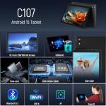 Whitedeer 10 inch Android 15 Tablet, Android Tablet with 30GB+128GB+1TB, Face ID, 5MP 8MP Camera, Split Screen, 1280x800 IPS Display, 5000mAh Battery, WiFi 6 5G 2.4G, Bluetooth 5.3, Widevine L1, Black