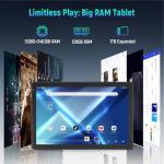 Whitedeer 10 inch Android 15 Tablet, Android Tablet with 30GB+128GB+1TB, Face ID, 5MP 8MP Camera, Split Screen, 1280x800 IPS Display, 5000mAh Battery, WiFi 6 5G 2.4G, Bluetooth 5.3, Widevine L1, Black