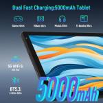 Whitedeer 10 inch Android 15 Tablet, Android Tablet with 30GB+128GB+1TB, Face ID, 5MP 8MP Camera, Split Screen, 1280x800 IPS Display, 5000mAh Battery, WiFi 6 5G 2.4G, Bluetooth 5.3, Widevine L1, Black