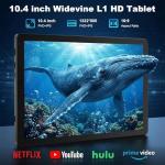 MUISOO Android 15 Tablet, 10.4 inch Tablet, Android Tablets with Keyboard Pen Case Mouse Earphone, 20GB RAM+64GB ROM (TF 1TB), 5000mAh, WiFi 6, BT5.4, Dual Cameras & Speakers, Black