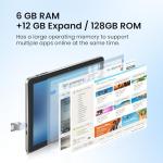 Paaxoo Android Tablet, 10.1 inch Android 15 Tablets 18GB(6+12) RAM 128GB ROM 1TB Expand, 1280x800 IPS HD Touchscreen,6000mAh Battery, Bluetooth, Dual Camera, GMS, WiFi