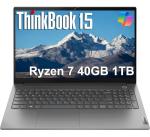 Lenovo ThinkBook 15 Business Laptop (15.6" FHD Anti-Glare, 40GB RAM, 1TB SSD, AMD Ryzen 7 5825U (> Intel i7-1165G7)), FHD Webcam w/Shutter, Military Grade, Fingerprint, Ethernet, Win 11 Pro
