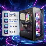 STGsivir Gaming PC, Gaming Computer Desktop Tower, Intel Core i7 8th up to 4.1GHz, Nvidia GeForce RTX 3050 6GB, 32GB DDR4 RAM, 1TB SSD, WIFI 6, BT 5.0, RGB Fan x3, Windows11 Pro
