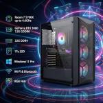STGsivir Gaming PC, Gaming Computer Desktop Tower, AMD Ryzen 7 5700X up to 4.6GHz, Nvidia GeForce RTX 3060 12GB GDDR6, 32GB DDR4 RAM, 1TB SSD, WIFI 6, BT5.0, RGB Fan x3, Windows11 Pro