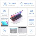 Auusda 15.6" FHD Laptop for Students & Work, 16GB Dual RAM, 512GB SSD, Backlit Keyboard, Fingerprint Sensor, Pro System, Dual core Processor, Full-featured USB C, USB 3.0/2.0, HDMI (Silver)