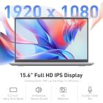 Auusda 15.6" FHD Laptop for Students & Work, 16GB Dual RAM, 512GB SSD, Backlit Keyboard, Fingerprint Sensor, Pro System, Dual core Processor, Full-featured USB C, USB 3.0/2.0, HDMI (Silver)