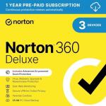 Norton 360 Deluxe 2026, Antivirus Software for 3 Devices and 1-Year Subscription with Automatic ‎Renewal, Includes Secure VPN and Password Manager, PC/Mac/iOS/Android, Activation Code by email