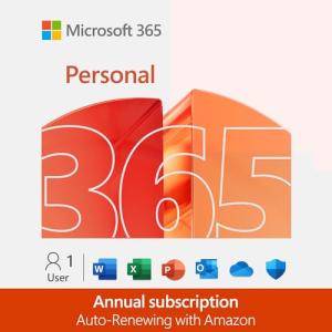 Microsoft 365 Personal | 12 Months | 1 Person | Up to 1TB Storage | AI Office Apps | Annual auto-renewing Amazon subscription