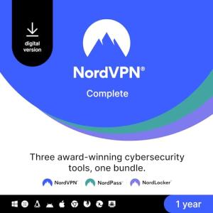 NordVPN Complete, 1-Year, VPN & Cybersecurity Software Bundle, Digital Code