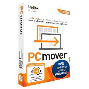 Laplink PCmover Professional 11 - Migration of your Applications, Files and Settings from an Old PC to a New PC - Data Transfer Software - Optional High Speed Ethernet Cable - 1 License