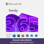 Microsoft 365 Family | 12 Months | 6 People | Up to 6TB Storage | AI Office Apps | Annual auto-renewing Amazon subscription