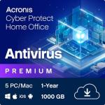 Acronis Cyber Protect Home Office 2023 | Premium | 1 TB Cloud-Space | 5 PC/Mac | 1 Year | Windows/Mac/Android/iOS | Internet Security with Backup | Activation Code by email