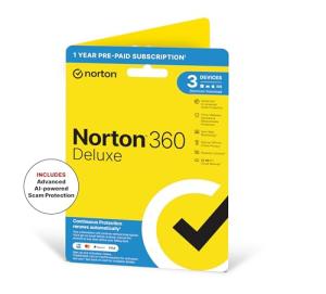 Norton 360 Deluxe 2026, Antivirus software for 3 Devices and 1-year subscription with automatic renewal, Includes Secure VPN and Password Manager, PC/Mac/iOS/Android, Activation Code by Post