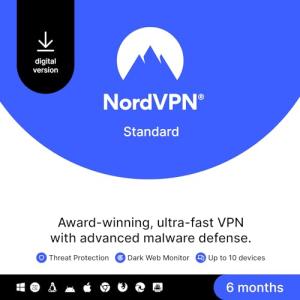NordVPN Standard, 10 Devices, 6-Month, VPN & Cybersecurity, Digital Code