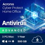 Acronis Cyber Protect Home Office 2023 | Advanced | 500 GB Cloud-Space | 3 PC/Mac | 1 Year | Windows/Mac/Android/iOS | Internet Security with Backup | Activation Code by email