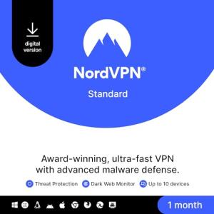NordVPN Standard, 10 Devices, 1-Month, VPN & Cybersecurity, Digital Code