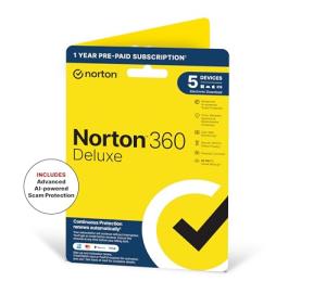 Norton 360 Deluxe 2026, Antivirus software for 5 Devices and 1-year subscription with automatic renewal, Includes Secure VPN and Password Manager, PC/Mac/iOS/Android, Activation Code by Post