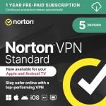 Norton VPN Standard 2026 | 5 Devices| 1-Year Subscription with Automatic ‎Renewal | Activation Code by Email
