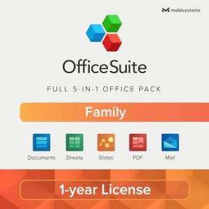 OfficeSuite Family Compatible with Microsoft® Office Word® Excel® & PowerPoint® and Adobe® PDF - 1 Year License for 1 Windows & 2 Mobile Devices / 6 Users