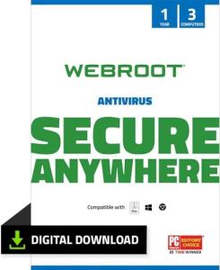 WEBROOT Antivirus Software 2025 | 3 Devices | 1 Year | Mac/Windows/Chrome | Activation code per email