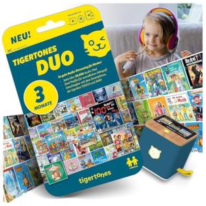 Tigermedia tigertones Duo Ticket 3 Months, Audio Streaming Service for Children, Over 30,000 Audio Titles, Full Cost Control, Usable for Tiger Boxes, Music Box